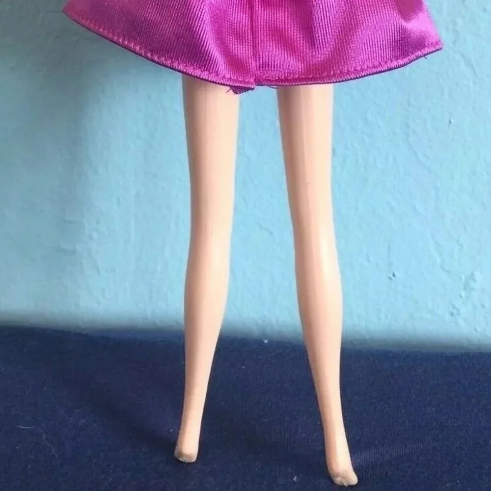 DISNEY DOLL - Curly Brown Hair - Green Eyes - Purple Dress - 12" Tall - Picture 7 of 7